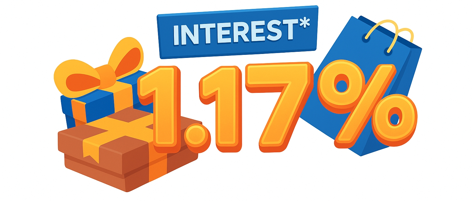 2.08% interest/month, without any  down payment